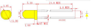 Lampe LED ronde jaune 3 mm avec diffuseur jaune